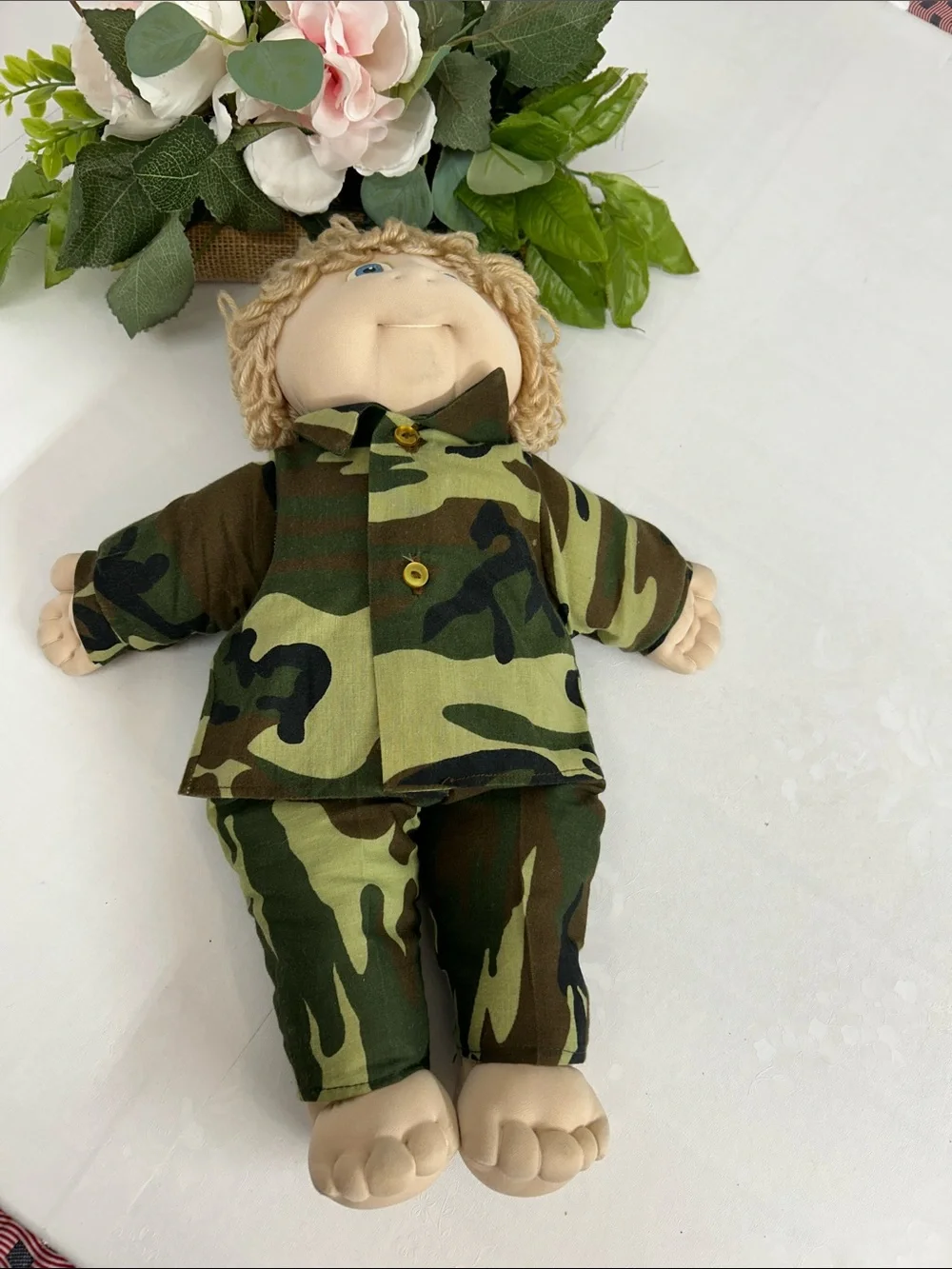 Plush Camo Soldier Doll - Green Camouflage Kids Toy
